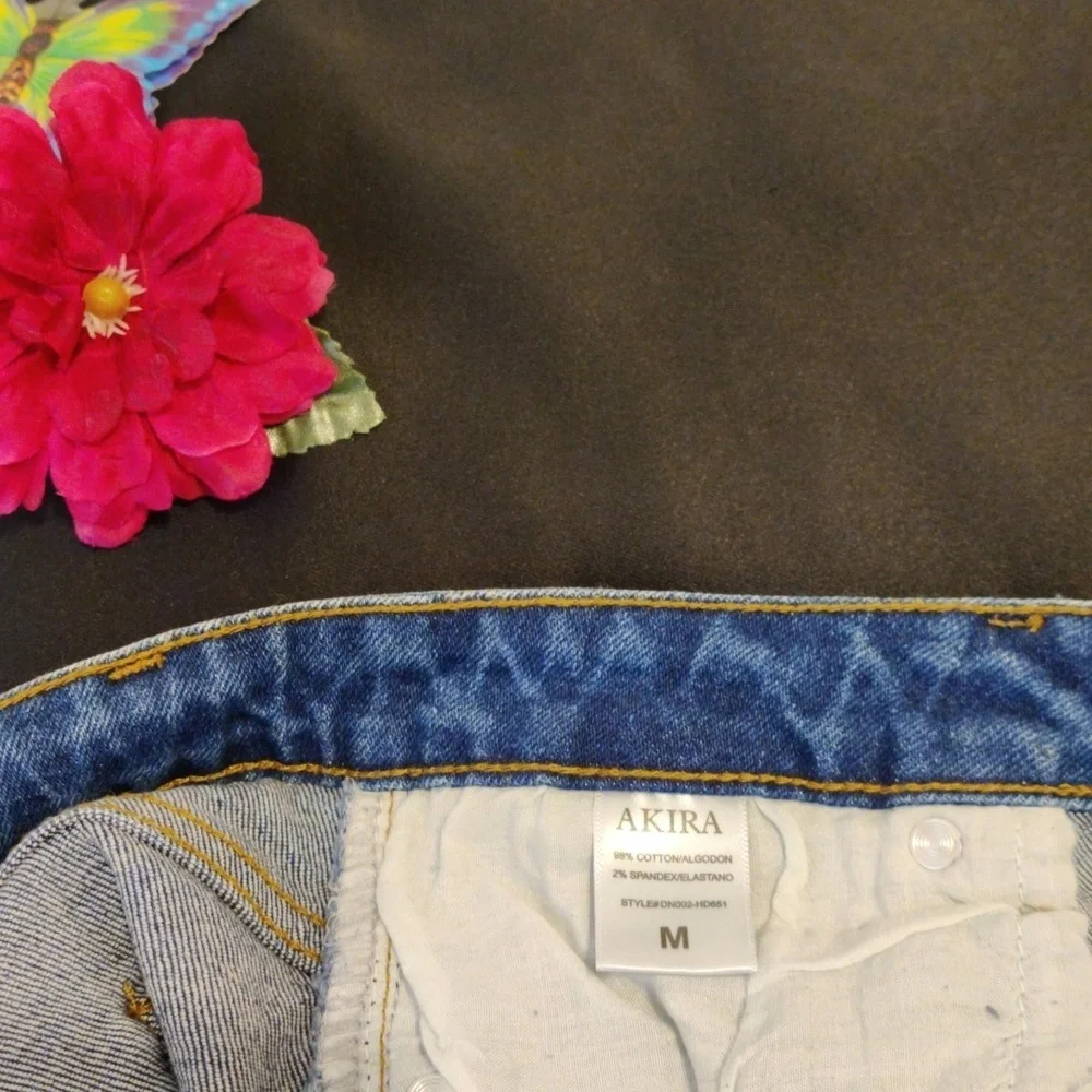 AKIRA Denim shorts Rhinestone fringed.